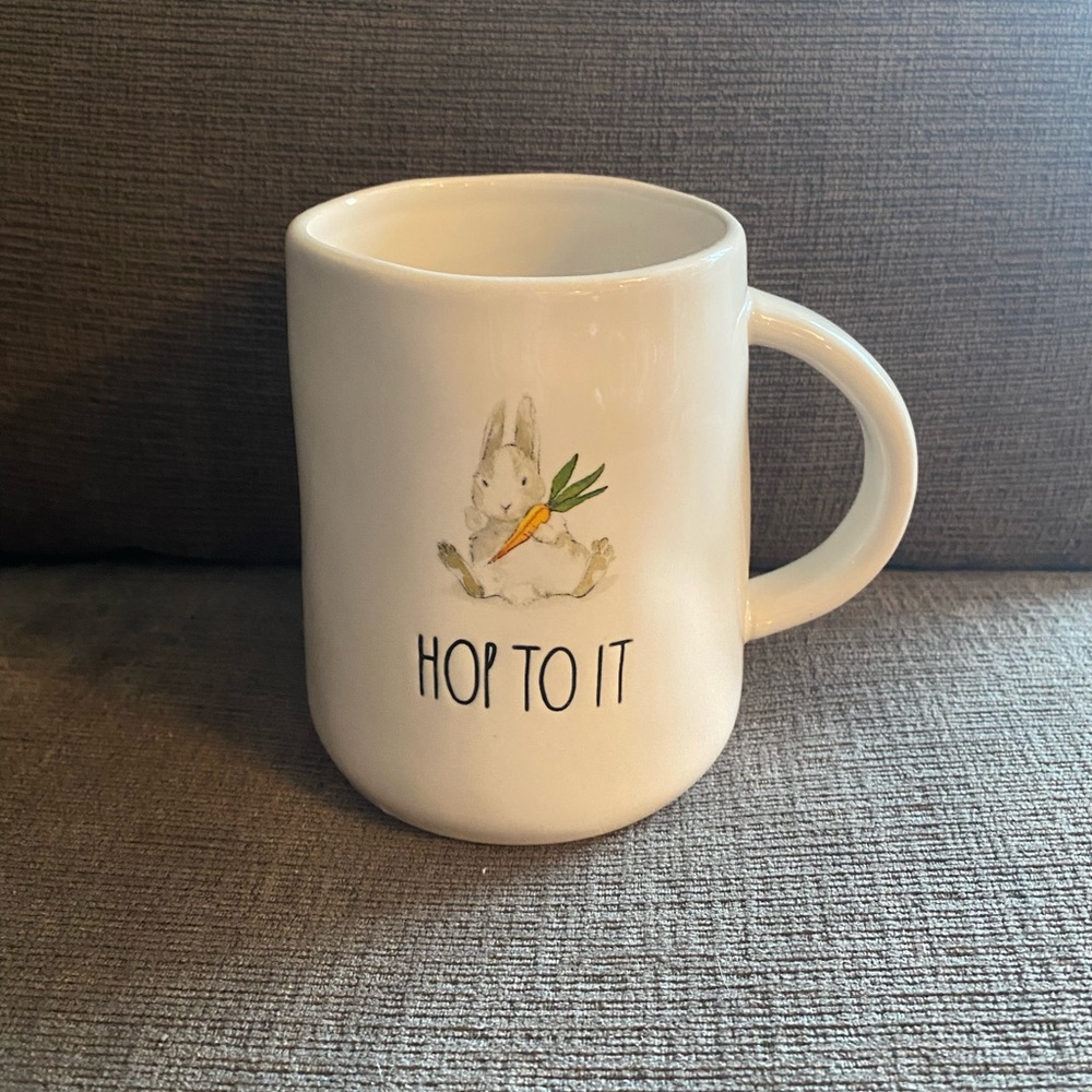 Rae Dunn by Magenta Hop To It Bunny Carrot Easter Coffee Mug Cup